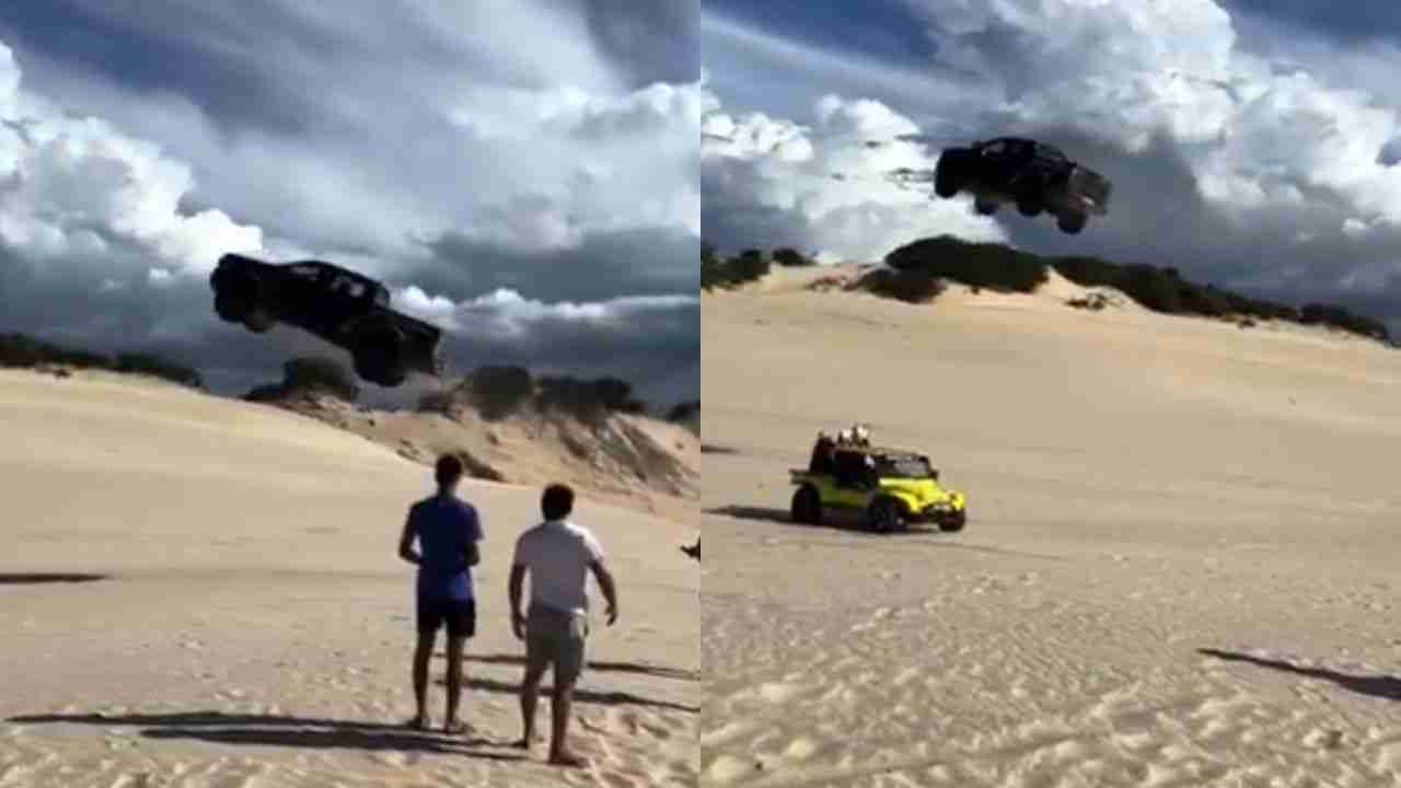 Pickup truck driver jumps over buggy on dune in Brazil, sparks outrage