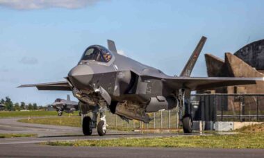 Chegada dos novos caças F-35A à Base Aérea de Skrydstrup. Foto: Forsvaret.dk