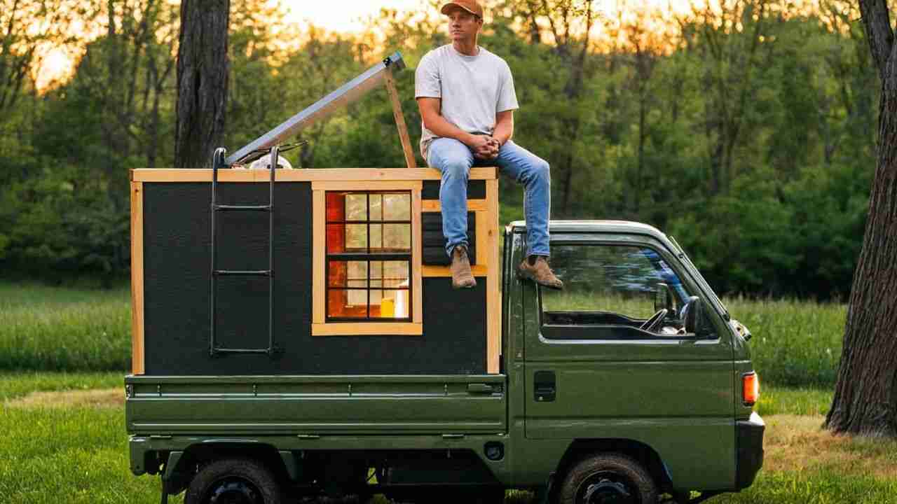 YouTuber transforma picape Honda em microcasa e projeto pode ser o menor do mundo