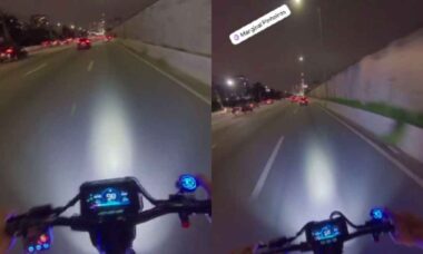 Vídeo de patinete a 100 km/h em via famosa de cidade brasileira viraliza e expõe uso ilegal