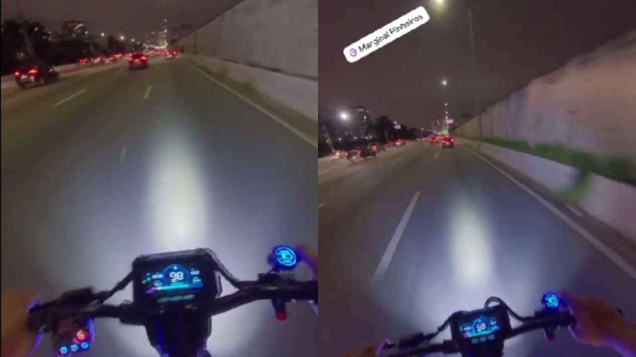 Vídeo de patinete a 100 km/h em via famosa de cidade brasileira viraliza e expõe uso ilegal