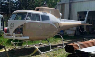Canadense cria veículo inusitado unindo Kombi da Volkswagen a helicóptero Airbus