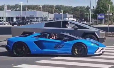 Vídeo viral exibe disputa de Tesla Cybertruck e Lamborghini Aventador em corrida de arrancada