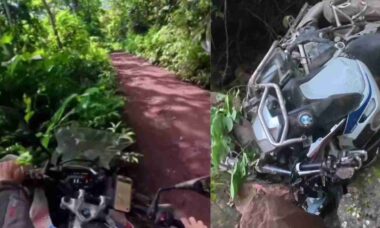 Vídeo impressionante exibe motociclista caindo de penhasco em estrada montanhosa no Peru