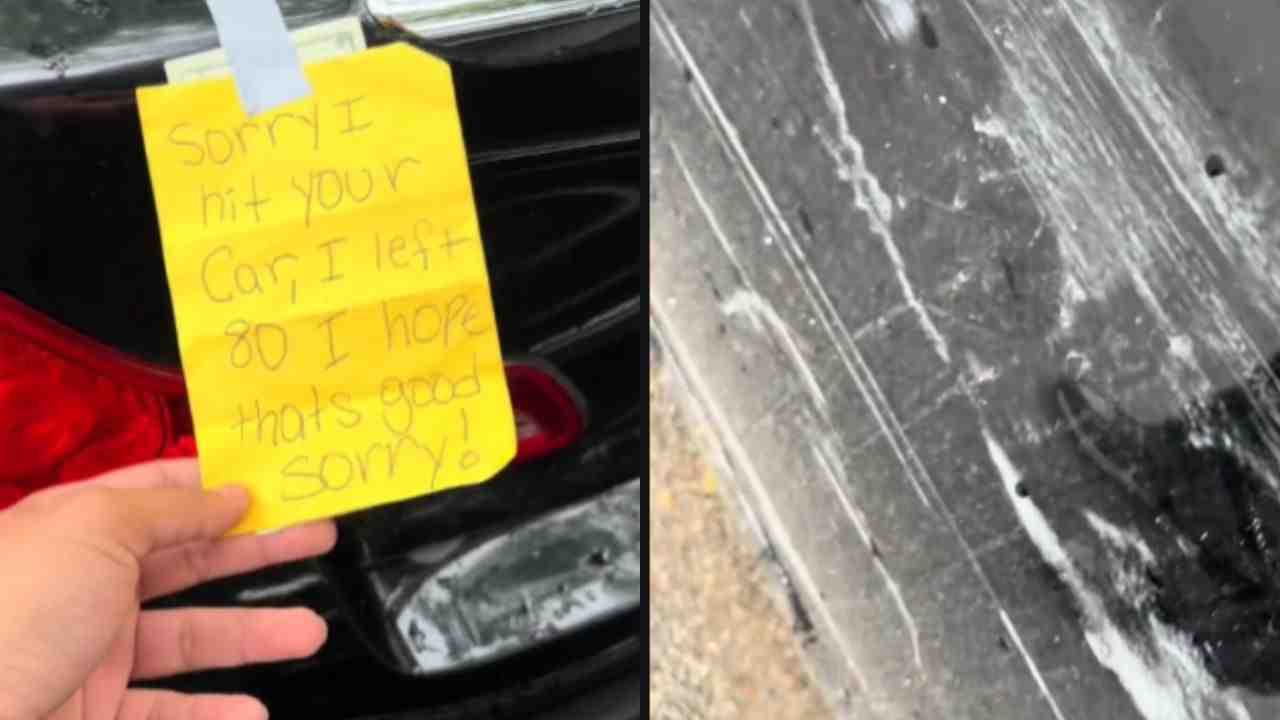 Viral video viser sint bileier etter at sjåfør stakk av etter kollisjon og bare etterlot 80 dollar med en lapp