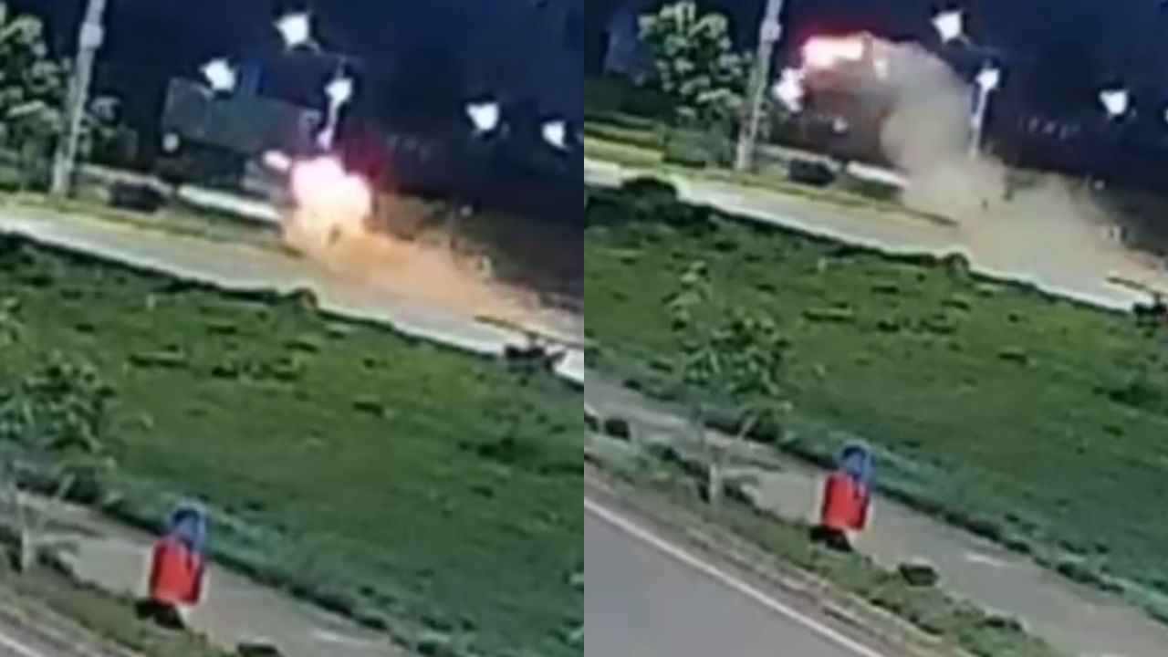 BMW capota após "voar" sobre rotatória em avenida do Brasil