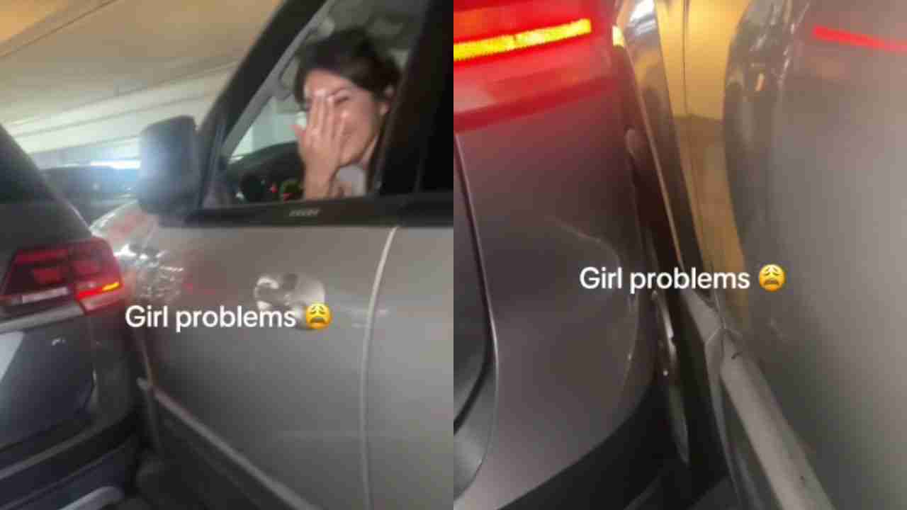 Mulher viraliza ao tentar estacionar SUV gigante em vaga apertada de aeroporto