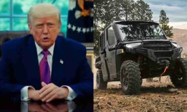 Trump estreia seu exclusivo e fortemente blindado "Golf Force One"