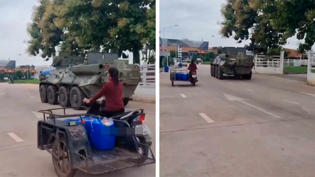 BTR-3E1 thaïlandais avec module BM-3 Shturm à la frontière cambodgienne. Images : X @war_noir