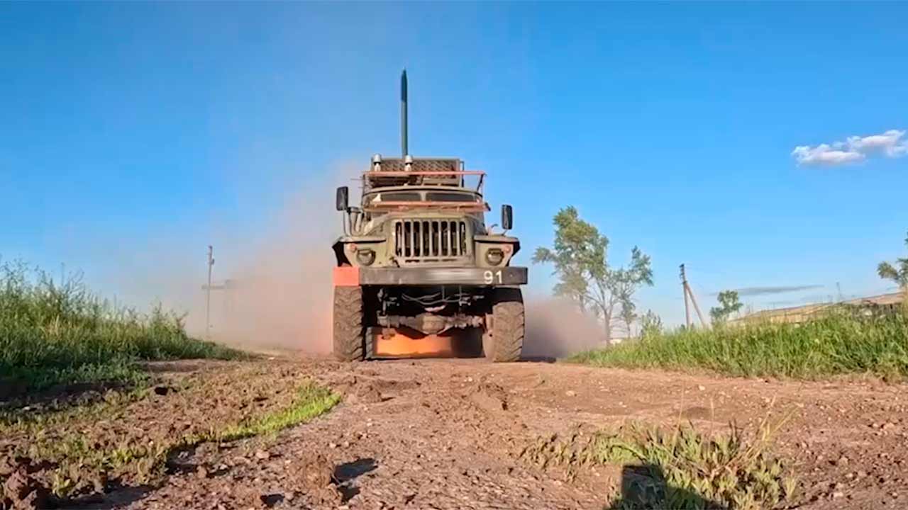 Grad-systeem in actie. Foto: Ministerie van Defensie van Rusland