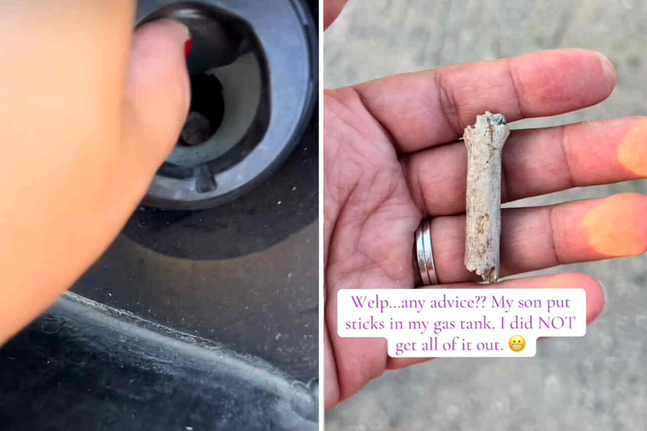 Video: Kvinde beder om råd efter at hendes søn har puttet kviste i bilens benzintank