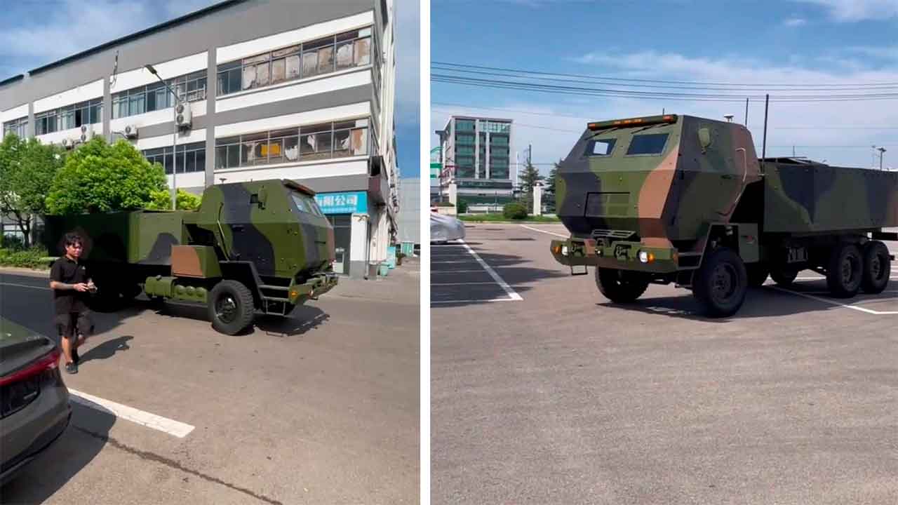 Kinesiske HIMARS-replikaer dukker opp i videoer på sosiale medier. Foto: Heibo