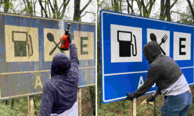 Homem que limpa placas de trânsito no Brasil vira celebridade nas redes sociais