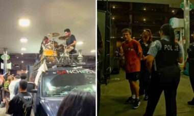 Banda faz show surpresa em posto de gasolina de Chicago e vocalista acaba preso