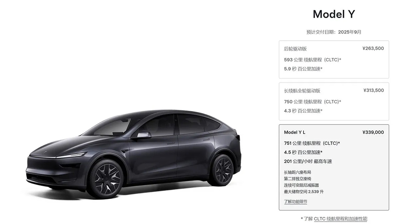 Tesla Model YL de 6 places lancé en Chine