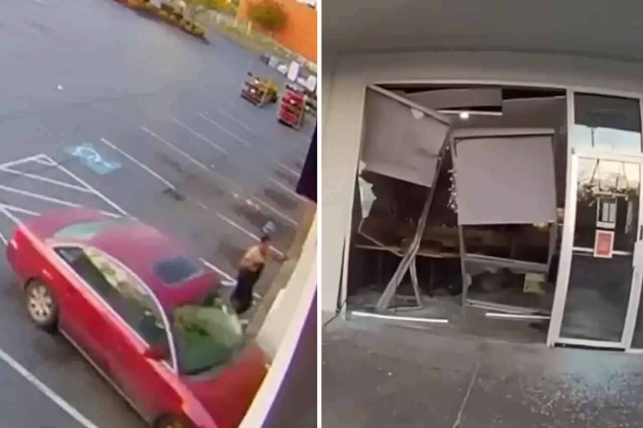 Mislykket bergingsforsøk ender med ødelagt butikkfasade