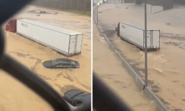 Vídeo mostra que enchente não foi capaz de impedir caminhoneiro de chegar ao seu destino
