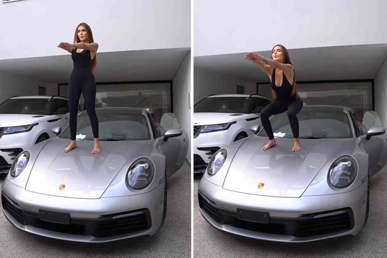 Vídeo: Influencer brasileira choca fãs ao fazer treino em cima de Porsche 911