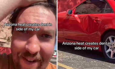 Vídeo: Homem deixa carro estacionado no sol e encontra porta amassada pelo calor