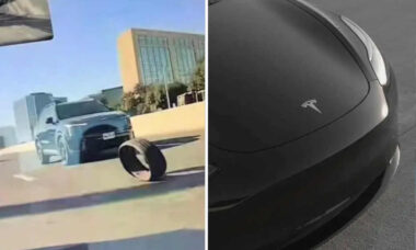 Vídeo: Mulher faz alerta após pneu de seu Tesla sair voando em rodovia