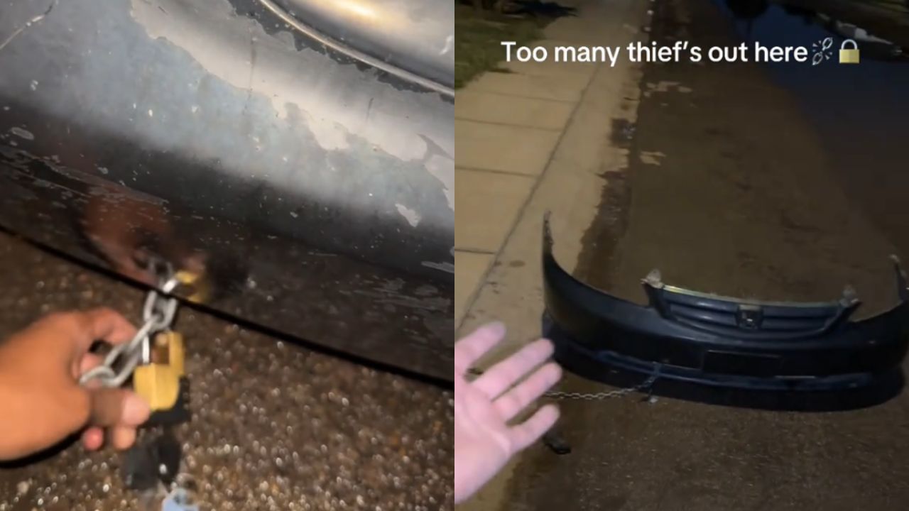 Dono de Honda Civic deixa carro preso com corrente em poste e veículo some em vídeo viral