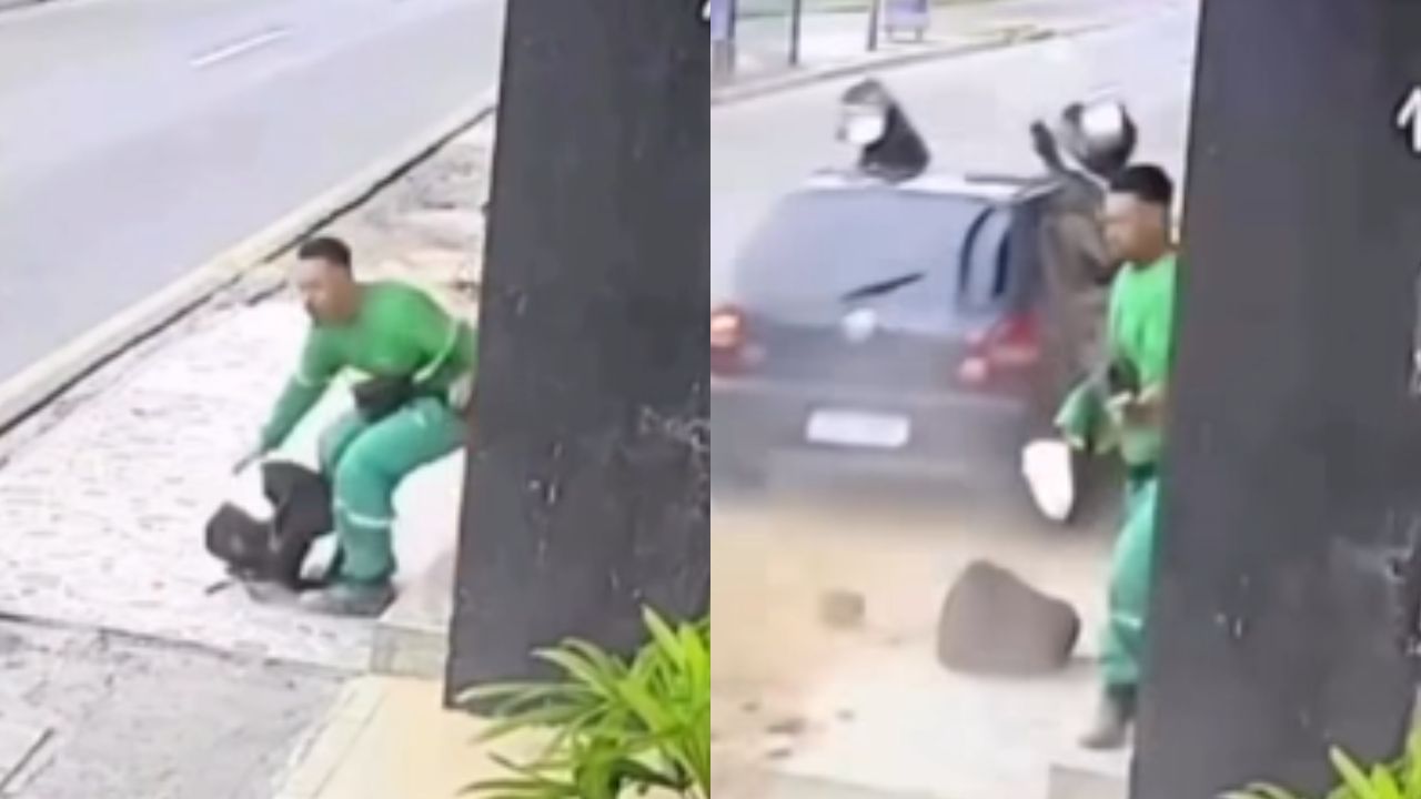 Operatore ecologico scampa per un soffio a un incidente in Brasile in un video drammatico