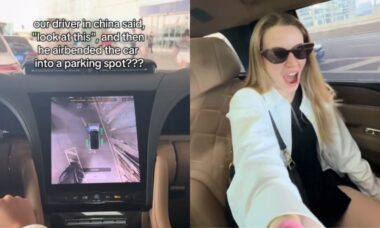 TikToker viraliza ao usar tecnologia de autoestacionamento em baliza em táxi na China