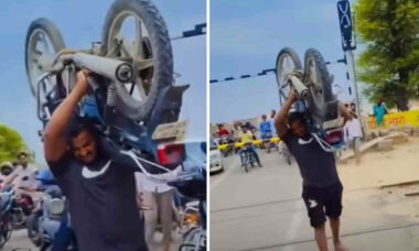 Vídeo: Cansado de esperar cancela abrir, homem cruza linha do trem com sua moto nos ombros