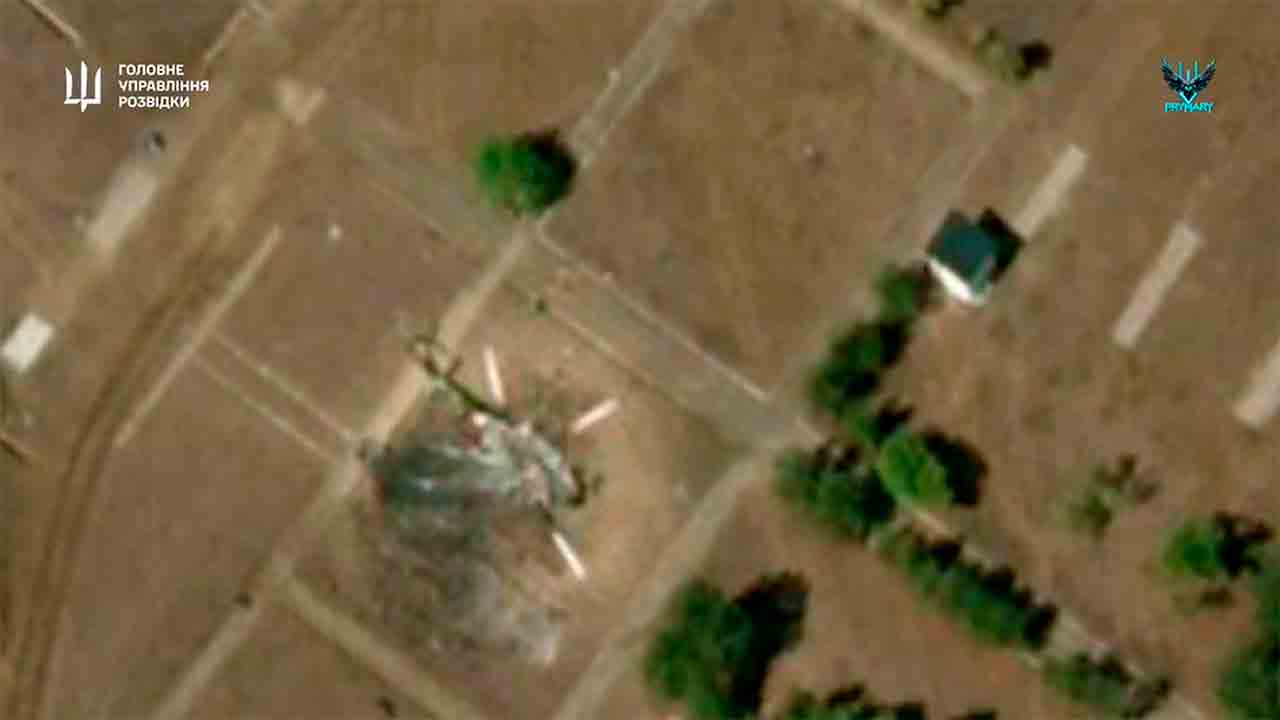 Ukrainsk etterretning offentliggjør opptak av angrep på russiske Mi-8-helikoptre. Telegram @DIUkraine