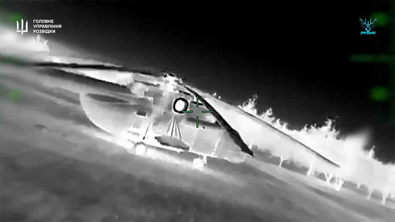 Ukrainsk etterretning offentliggjør opptak av angrep på russiske Mi-8-helikoptre. Telegram @DIUkraine