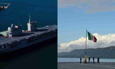 LHD Trieste, maior navio da Marinha Italiana desde a 2ª Guerra, recebe bandeira de combate