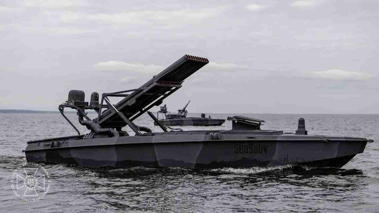 Ucrânia apresenta Sea Baby USV com foguetes e metralhadora para missões navais versáteis