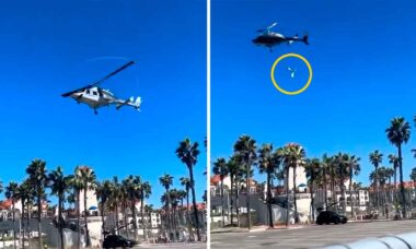 Helicóptero Bell 222 cai em Huntington Beach após falha no rotor de cauda e deixa cinco feridos. X @aviationbrk