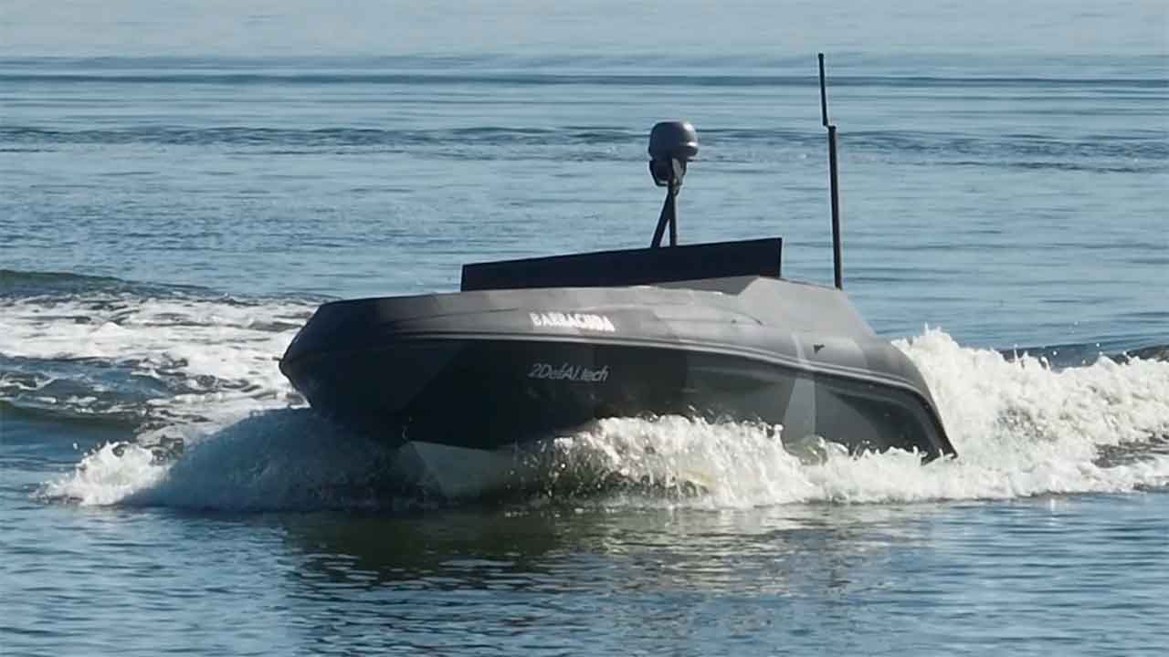 Ukrainian “Barracuda” drone launches FPVs and eliminates Russian group in the Black Sea. Telegram @ukrainian_navy