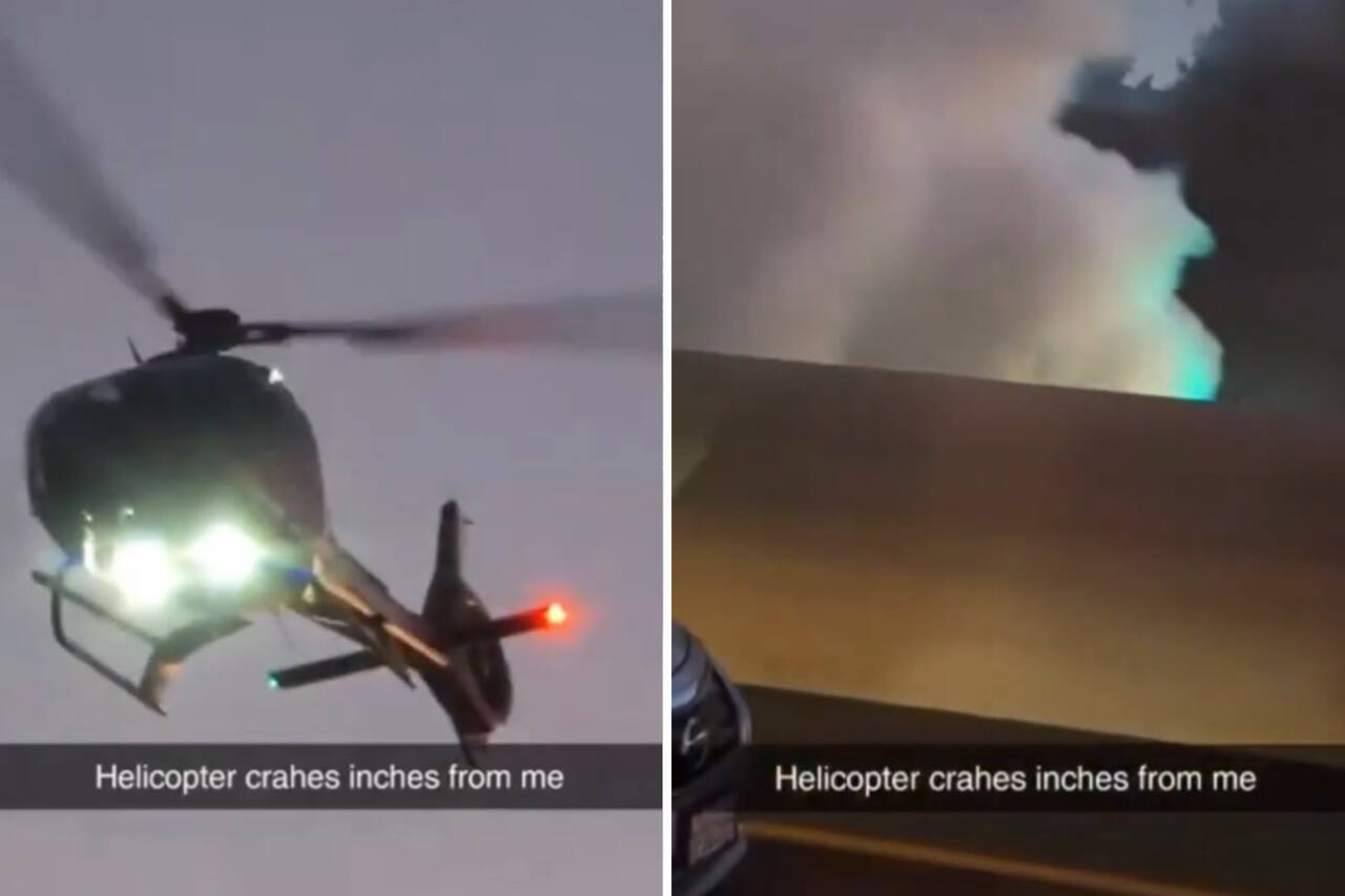 Video: Medical helicopter crashes on highway in the US, leaving three people in critical condition