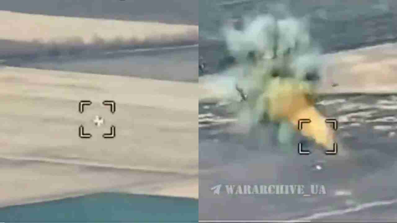 Ukrainske interceptordroner nedskyder russisk Lancet i angreb optaget på video