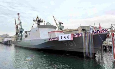Empresa japonesa lança dois novos navios de patrulha oceânica para a Marinha do Japão