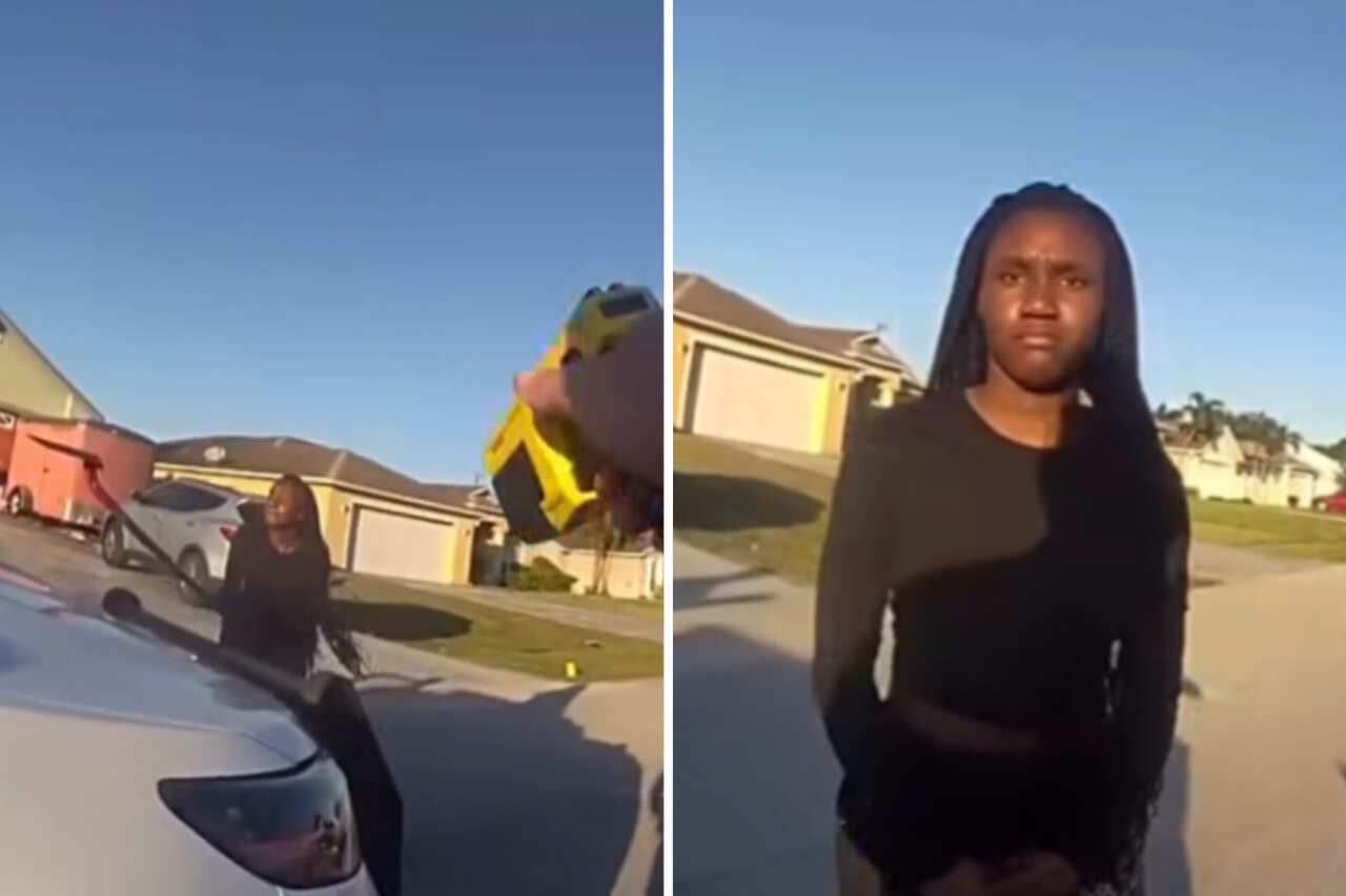 Vídeo: Adolescente é presa após atacar viatura policial com pá 