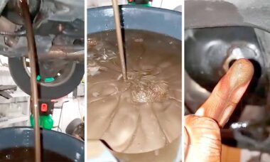 Vídeo: Mecânico deixa internautas impressionados ao mostrar "óleo com glitter" saindo de carro (Foto: Facebook)