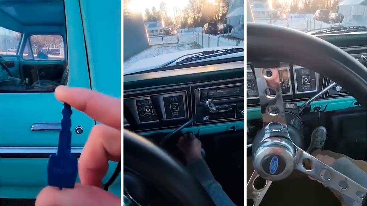 Vídeo: Dono de antiga caminhonete Ford demonstra funcionamento de chave reserva de plástico. Istagram @dentsidedepot