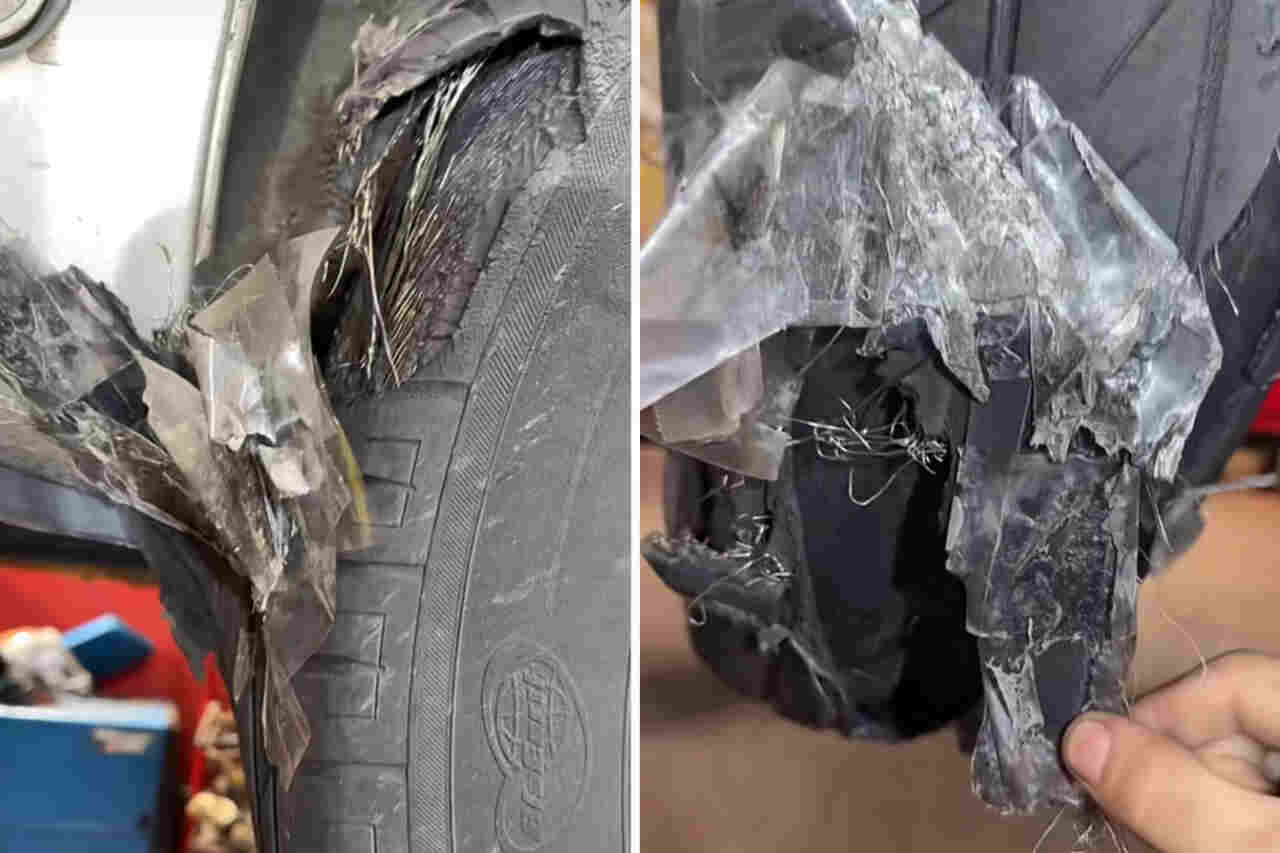 Video: Mechanic is verrast wanneer hij een band vindt gerepareerd met ducttape tijdens een veiligheidsinspectie
