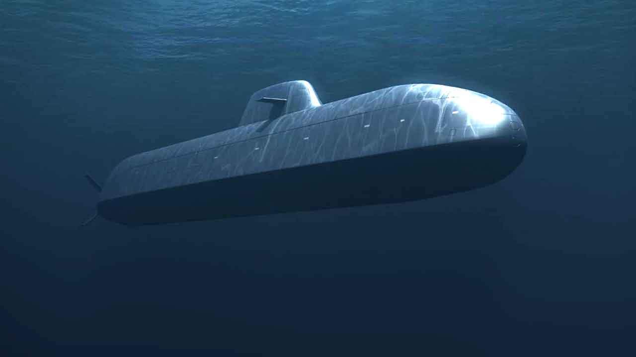 Submarino do tipo 212CD da empresa alemã Thyssenkrupp Marine Systems. Imagen: TKMS