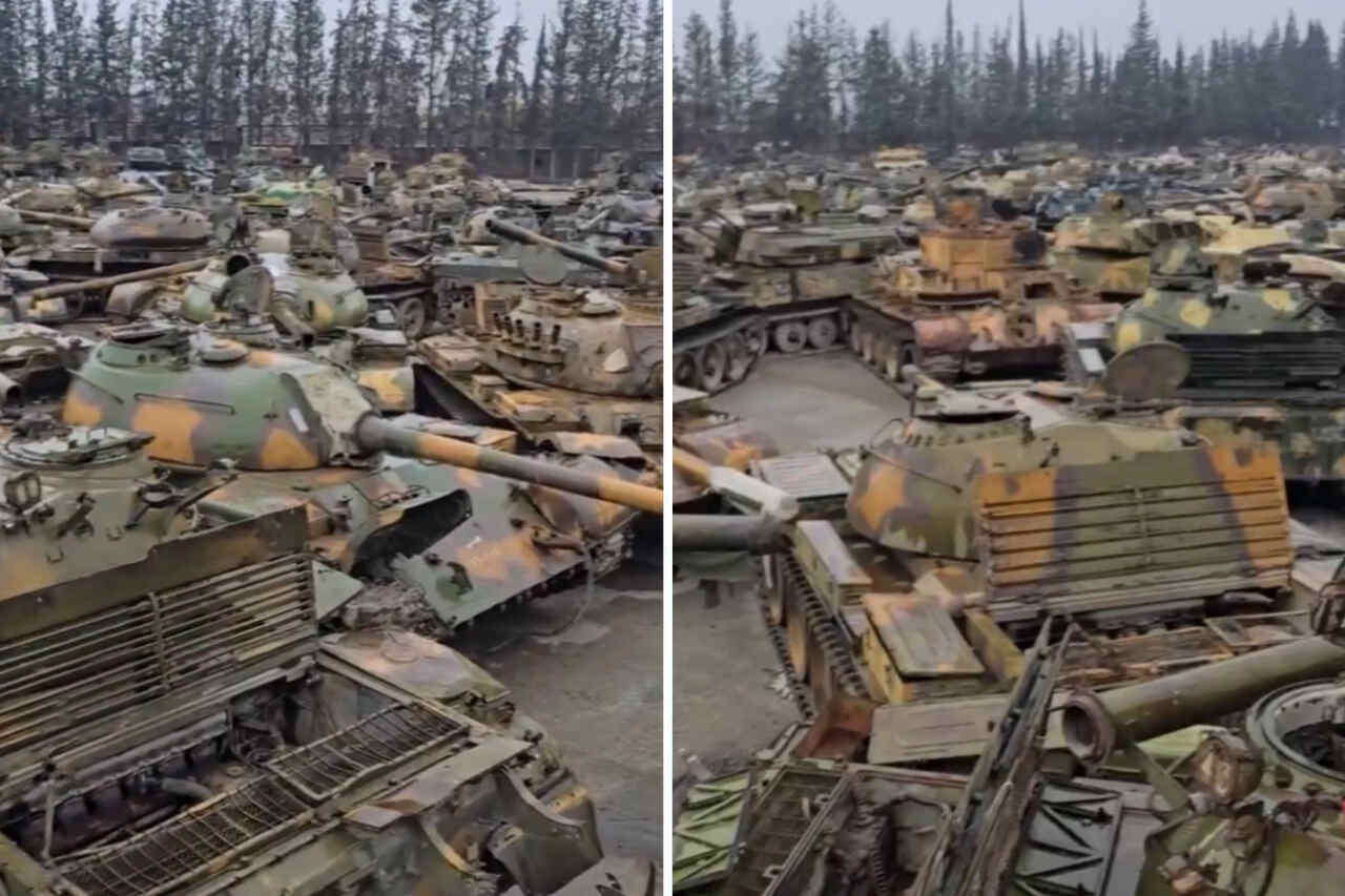 Russiske tanks funnet forlatt på en 'gravplass' i Syria