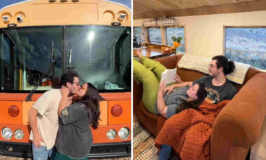 Vídeo: Casal mostra resultado de projeto para transformar ônibus escolar em motorhome