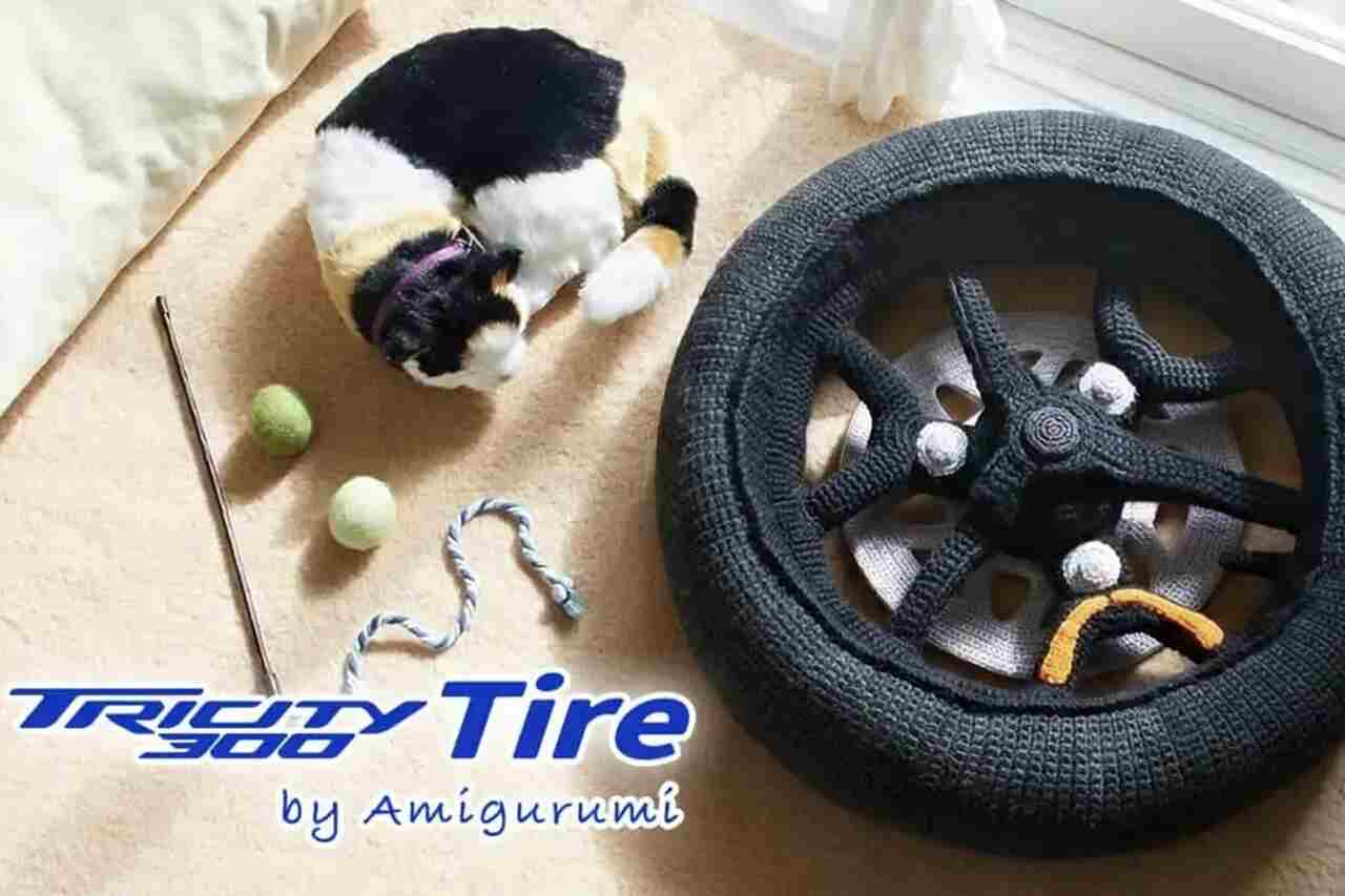 Yamaha lança projeto de crochê de cama para gatos em formato de pneu