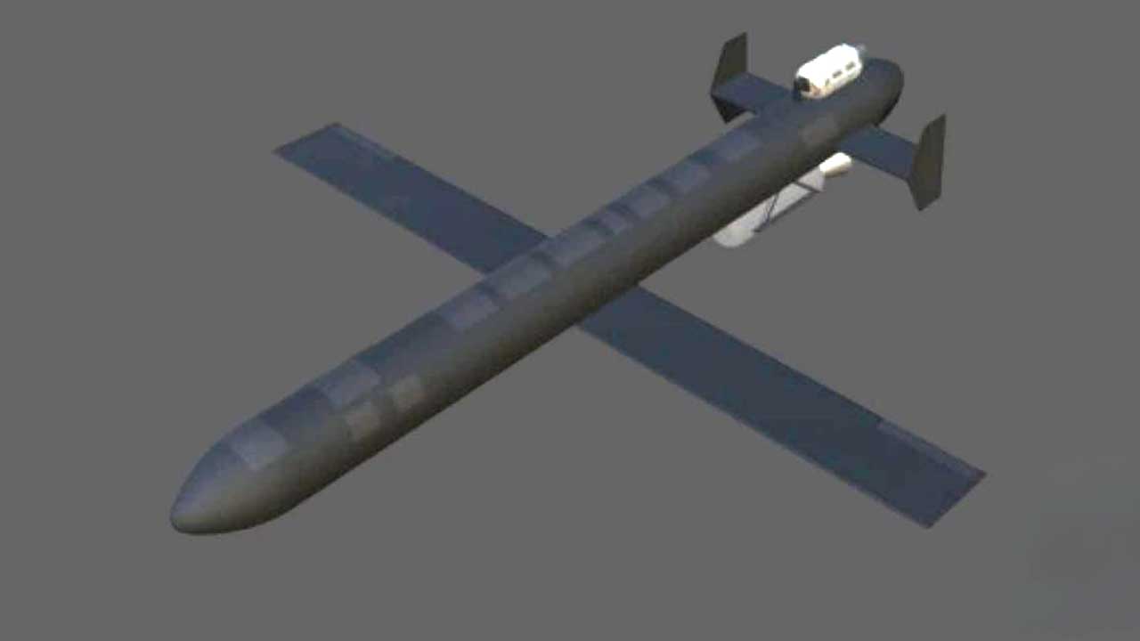 Drone kamikaze russo Geranium-5. Imagem: Ministério da Defesa da Ucrânia