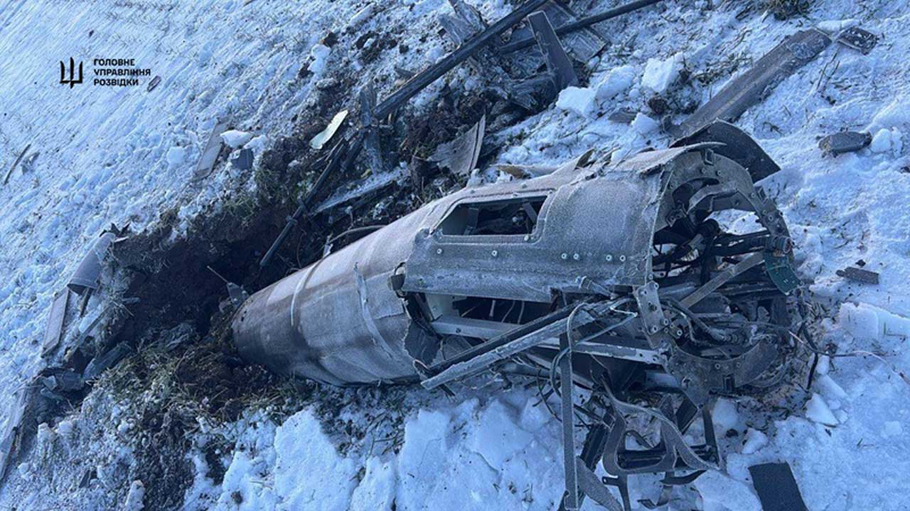 Drone kamikaze russo Geranium-5. Imagem: Ministério da Defesa da Ucrânia