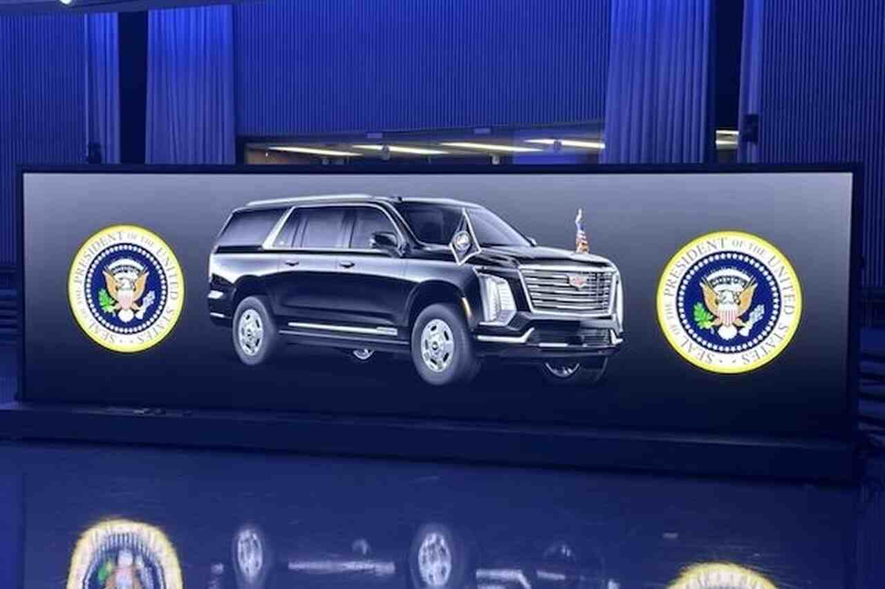 President Donald Trump seen getting into the Secret Service armored Cadillac Escalade