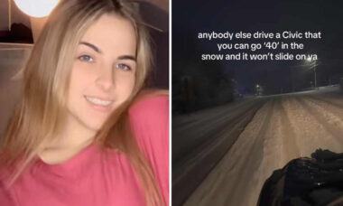 Dona de Honda Civic segue viagem normalmente durante nevasca: "Rainha da neve"