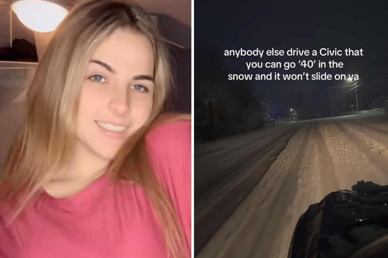 Proprietaria di una Honda Civic prosegue il viaggio normalmente durante una bufera di neve: «Regina della neve»